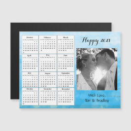 Bröllop Photo Blue Gradient Mini 2021-kalender Magnetisk Inbjudningskort