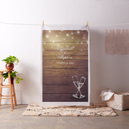 Bröllop Photo Booth BackDrop Champagne Glass Wood Tyg