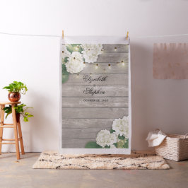 Bröllop Photo Booth BackDrop Hydrangea Ljus wood Tyg