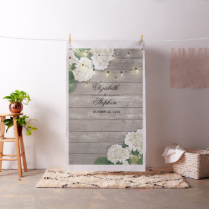 Bröllop Photo Booth BackDrop Hydrangea Ljus wood Tyg