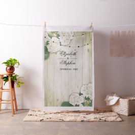 Bröllop Photo Booth BackDrop Hydrangea Ljus wood Tyg