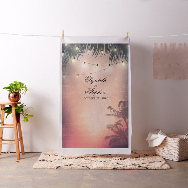 Bröllop Photo Booth BackDrop Sommar Handflatan Trä Tyg (In Situ)