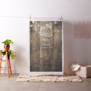 Bröllop Photo Booth BackDrop Wood Mason Burk Ljus Tyg