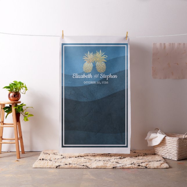 Bröllop Photo Booth Backdroppe Guld Pineapple par Tyg (In Situ)