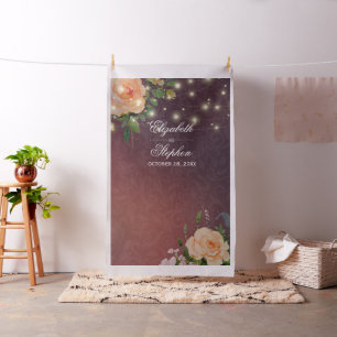 Bröllop Photo Booth Blommigt String Ljus Tyg