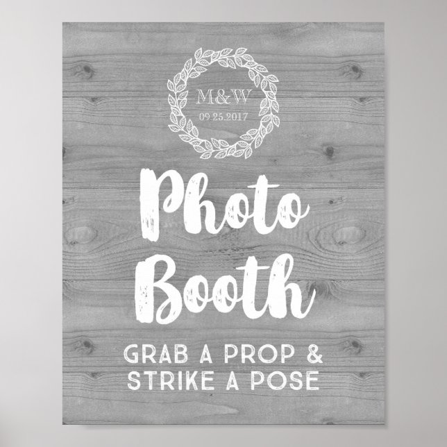 Bröllop Photo Booth Sign Wood Mönster Wandeans (fo Poster (Framsidan)