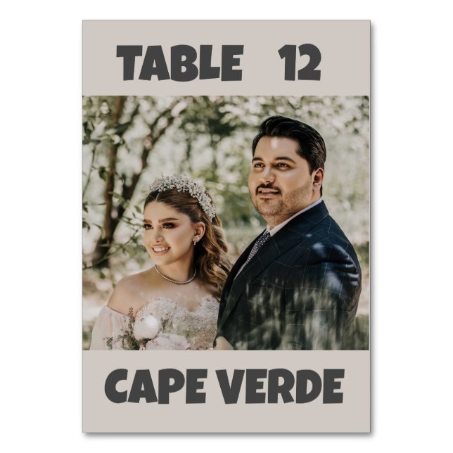 Bröllop Photo Bordsnummer-kort Bordsnummer (Framsidan)