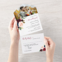 Bröllop Photo Burgundy botanisk Blommigt