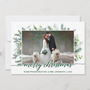 Bröllop Photo Calligraphy jul Gräs Greenery Julkort