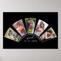 Bröllop Photo Collage Fläkt Shape Custom Name Blac