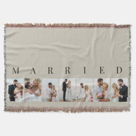 Bröllop Photo Collage MARRIED Natural 7 Bild Filt