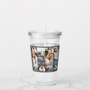 Bröllop Photo Collage med Monogram och Date Take Away Mugg
