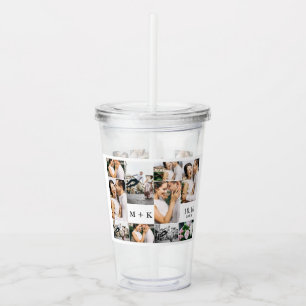 Bröllop Photo Collage med Monogram och Date Take Away Mugg