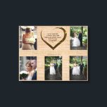 Bröllop Photo Collage Rustic Hessian Heart Quote Canvastryck<br><div class="desc">Ett enkelt kollage med foton från bröllop som omger ett modernt hjärta på en rustisk hessisk bakgrund med ert citat från kärlek i mitten. Byt enkelt ord för egen eller lämna. Ändra namn till egna namn och datum. Ändra foton för din egen anpassningsbar-kollage-arbetsyta.</div>