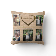 Bröllop Photo Collage Rustic Hessian Heart Quote