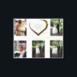 Bröllop Photo Collage Rustic Simple Heart Quote Canvastryck<br><div class="desc">Ett enkelt kollage med foton från bröllop som omger ett modernt hjärta på en rustisk träbakgrund med ett citat från kärlek i mitten. Byt enkelt ord för egen eller lämna. Ändra namn till egna namn och datum. Ändra foton för din egen anpassningsbar-kollage-arbetsyta.</div>