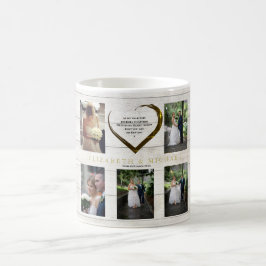 Bröllop Photo Collage Rustic Simple Heart Quote Kaffemugg