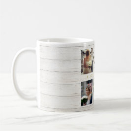 Bröllop Photo Collage Rustic Simple Heart Quote Kaffemugg