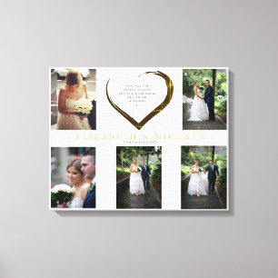 Bröllop Photo Collage Simple Heart Quote Canvastryck