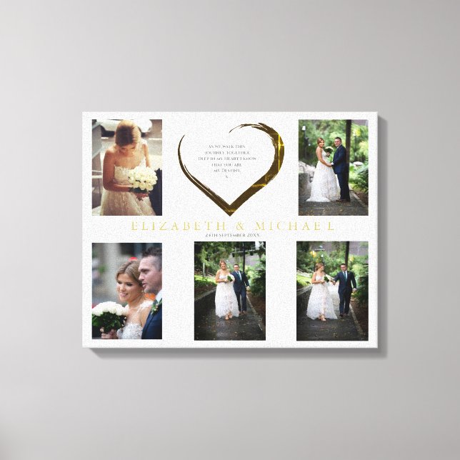Bröllop Photo Collage Simple Heart Quote Canvastryck (Framsida)