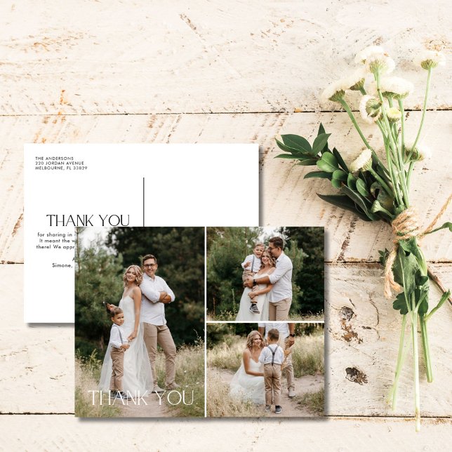 Bröllop Photo Collage Tack Vykort (Wedding Photo Collage Thank You Postcard)