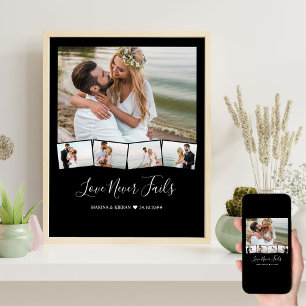 Bröllop Photo Collage Zigzag Bild Strip Anpassning Poster