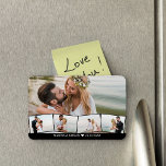 Bröllop Photo Collage Zigzag Photo Strip Magnet<br><div class="desc">Skapa en egen fotosamlingsmagnet med några av dina favoritfoton från bröllop. Mallen är konfigurerad så att du kan lägga till fem anpassningsbar och redo text, till exempel briden och trimningen namn och bröllop. Huvudfotot används som bakgrund och de återstående fyra fotona läggs ut i en zigzag-fotoremsa längs grund. Den här...</div>