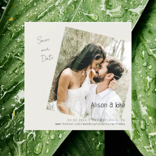 Bröllop Photo Cream Spara vår Date Square Magnetisk Inbjudningskort