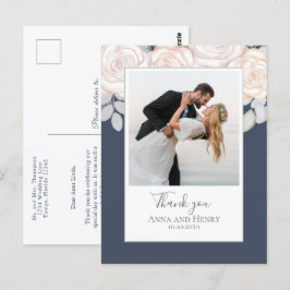 Bröllop Photo Elegant Tack Slate Blue Vykort