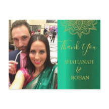 Bröllop Photo Grönt Guld Indiska Stil Tack