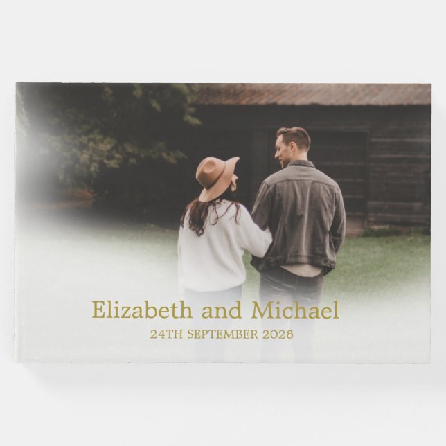 Bröllop Photo Guld Elegant bröllop Gästböcker (Framsida)