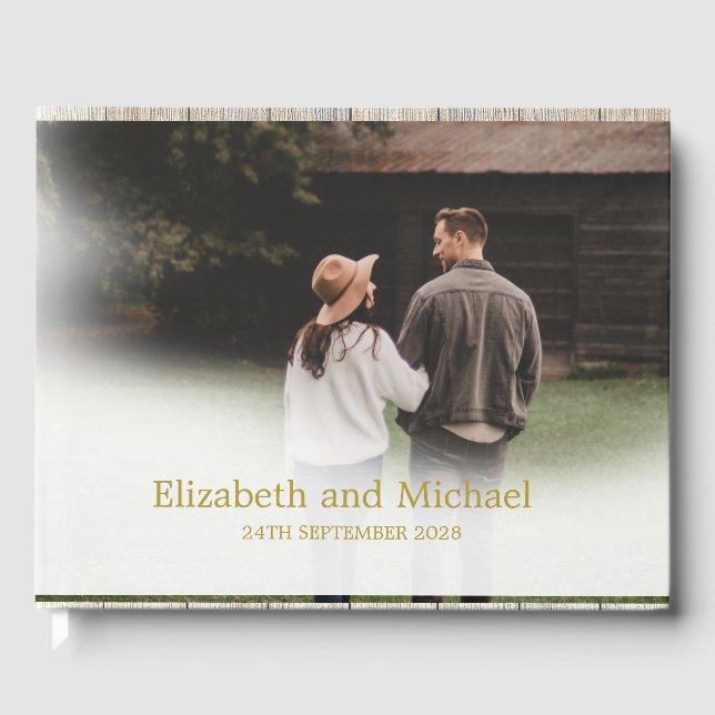 Bröllop Photo Guld Elegant bröllop Gästböcker (Framsida)