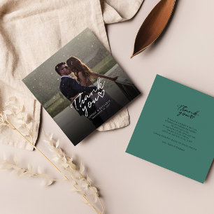 Bröllop Photo Hand Lettered Tack Anteckningskort
