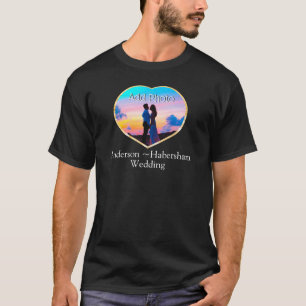 Bröllop Photo Heart Bride Groom namn familjvän T Shirt
