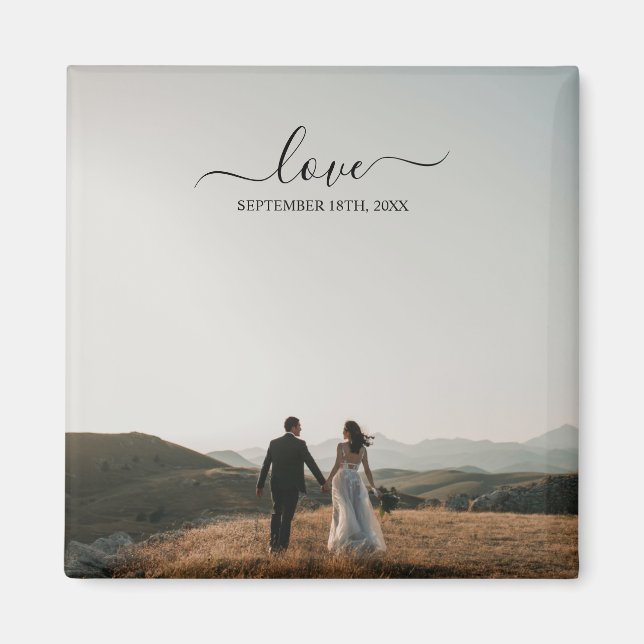 Bröllop Photo Memory Kärlek-skript Bröllop Magnet (Framsidan)