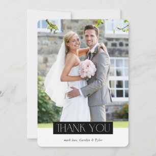 BRÖLLOP PHOTO modern chic serif svartvit block Tack Kort