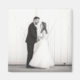 Bröllop PHOTO Newlyweds Mr & Black White Favor Magnet