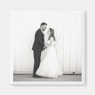 Bröllop Photo Newlyweds Mr & Black White Favor Magnet