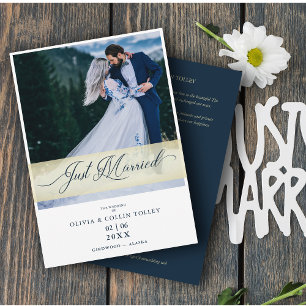 Bröllop Photo Ny gifta Hand Letterd Quote Inbjudningar