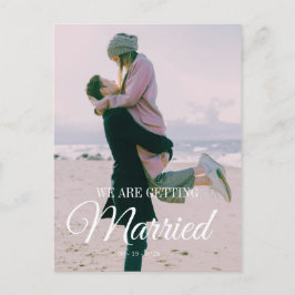 Bröllop Photo Overlay Modern Elegant Simple White Vykort