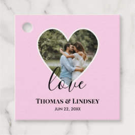 Bröllop Photo Rosa Heart Ram Modern Calligraphy Gåvor Etiketter