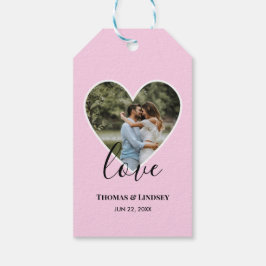 Bröllop Photo Rosa Heart Ram Modern Calligraphy Presentetikett