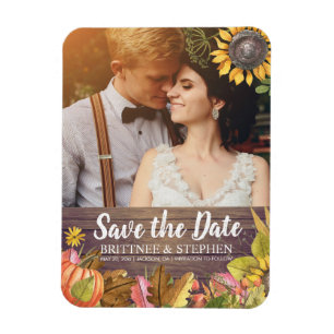 Bröllop Photo Save the Date Maple Löv Pumpkins Magnet