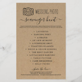 Bröllop Photo Scavenger Hunt I Spy Game Kraft Flygblad