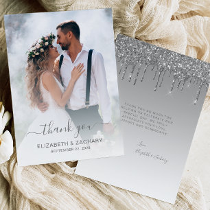 Bröllop Photo Silver Glitter Drift Tack Kort