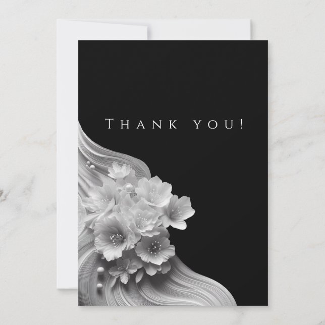 Bröllop Photo-Tack-Black and White Inbjudningar (Baksida)