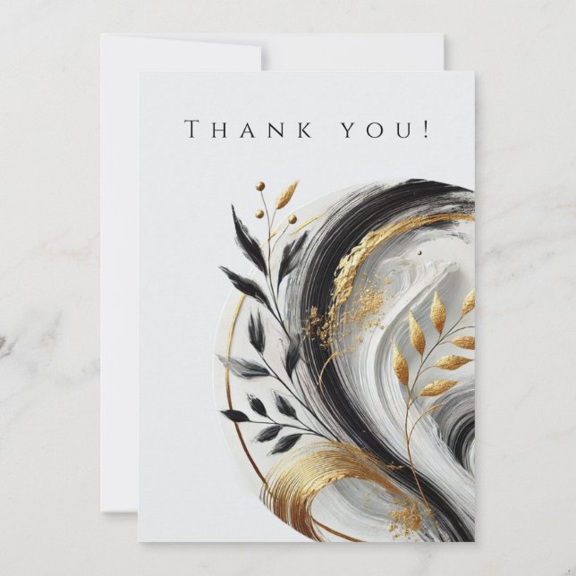 Bröllop Photo-Tack-Black White och Guld Inbjudningar (Baksida)