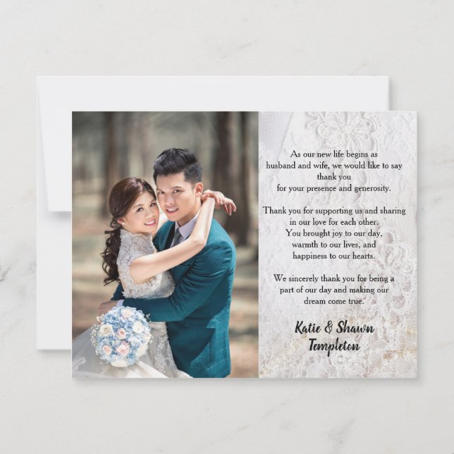 Bröllop Photo Tack Dubbla Sided Faux Snöre (Baksida)