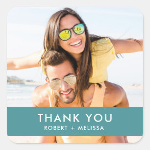 Bröllop Photo Tack Favor Fyrkantigt Klistermärke