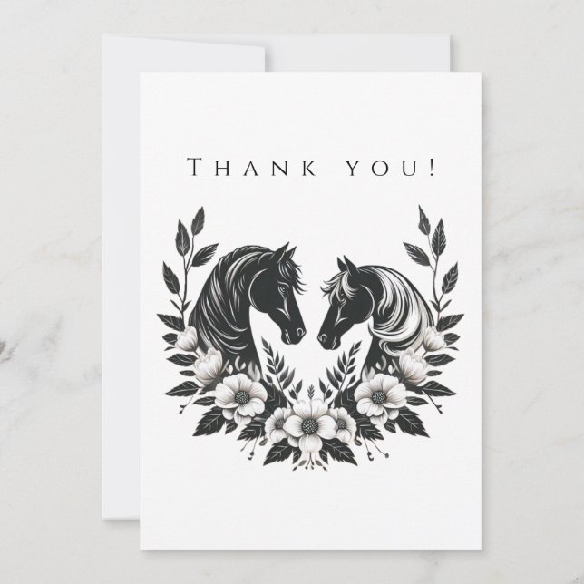 Bröllop Photo-Tack-Horse and Flowers Inbjudningar (Baksida)